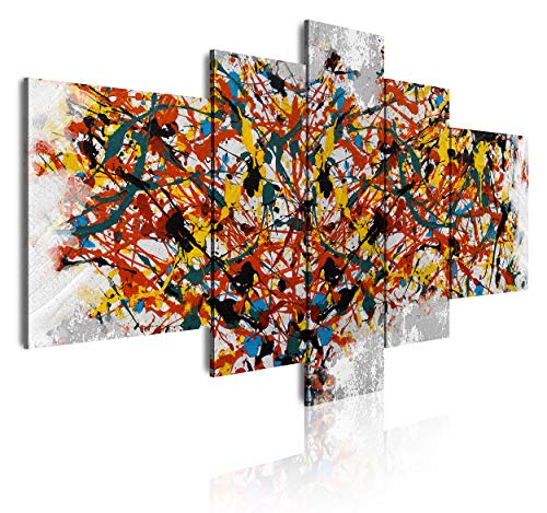 DekoArte 506 - Cuadros Modernos Impresión de Imagen Artística Digitalizada | Lienzo Decorativo Para Tu Salón o Dormitorio | Estilo Abstractos Moderno Arte Pollock | 5 Piezas 180 x 85 cm XXL