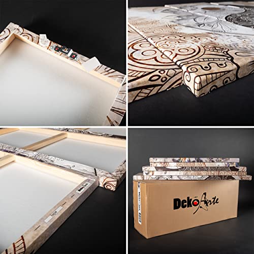 DekoArte 83 - Cuadros Modernos Impresión de Imagen Artística Digitalizada | Lienzo Decorativo Para Tu Salón o Dormitorio | Estilo Zen con buda en bronce, blanco y negro | 5 Piezas 150 x 80 cm