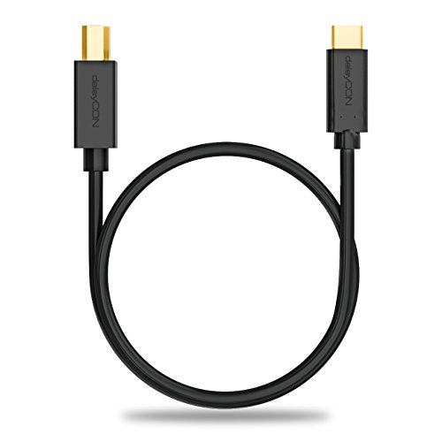 deleyCON 0,5m Cable de Datos USB - Tipo Enchufe 3.1 - USB C a USB B p. ej. Impresora Disco Duro Externo - Negro