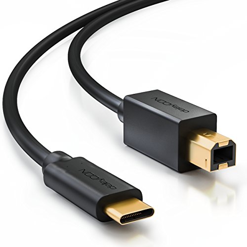 deleyCON 0,5m Cable de Datos USB - Tipo Enchufe 3.1 - USB C a USB B p. ej. Impresora Disco Duro Externo - Negro