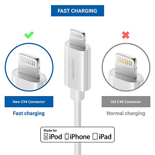 deleyCON 1,5m Lightning de 8 Pines USB Cable de Carga & de Datos MFI Certificado y Compatible con iPhone 12 Pro Max 12 Pro 12 Mini SE (2. Gen.) 11 Pro Max XR XS Max XS X 8 Plus 8 - Blanco