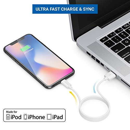 deleyCON 1,5m Lightning de 8 Pines USB Cable de Carga & de Datos MFI Certificado y Compatible con iPhone 12 Pro Max 12 Pro 12 Mini SE (2. Gen.) 11 Pro Max XR XS Max XS X 8 Plus 8 - Blanco