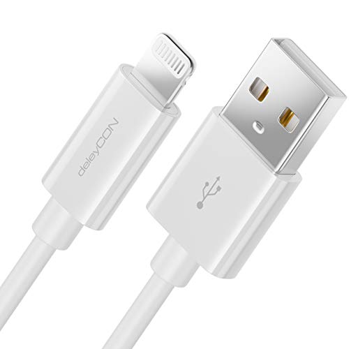 deleyCON 1,5m Lightning de 8 Pines USB Cable de Carga & de Datos MFI Certificado y Compatible con iPhone 12 Pro Max 12 Pro 12 Mini SE (2. Gen.) 11 Pro Max XR XS Max XS X 8 Plus 8 - Blanco