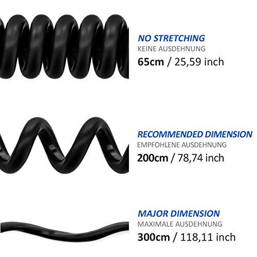 deleyCON 2m Cable Jack en Espiral - Audio Estéreo - AUX - Clavija de Jack de 3,5mm a Clavija de Jack de 3,5mm en Ángulo de 90° - Chapado en Oro