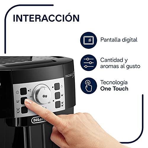 De'Longhi Perfetto Magnifica S - Cafetera Superautomática con 15 Bares de Presión, para Espresso y Cappuccino, 13 Programas Ajustables, Sistema de Auto-limpieza, ECAM 22.110.B, Negra 35 x 24 x 43 cm