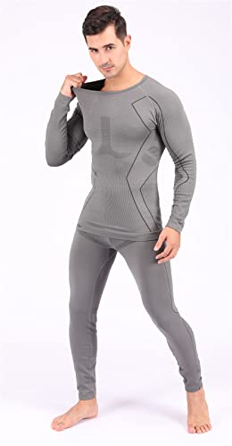 Deportes Ropa Interior Térmica Aire Libre Base Layer Thermo Function Ropa Deportiva De Invierno para Running Ciclismo Esquí (Gris,M)