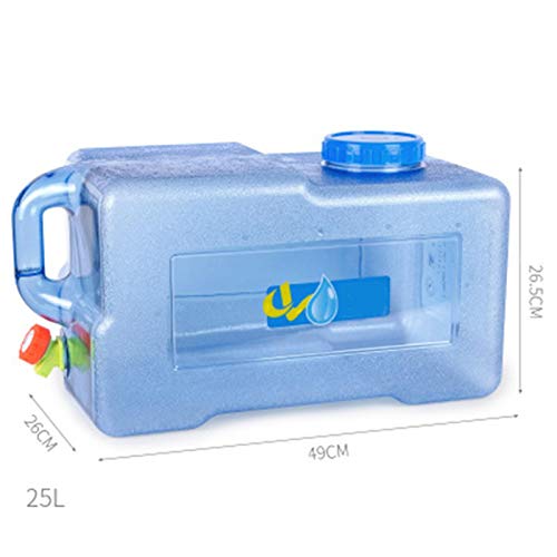 Depósito de agua portátil para coche de 25 litros con grifo grueso para turismo, autocaravana, camping, pesca, etc., 49 x 26,5 x 26 cm