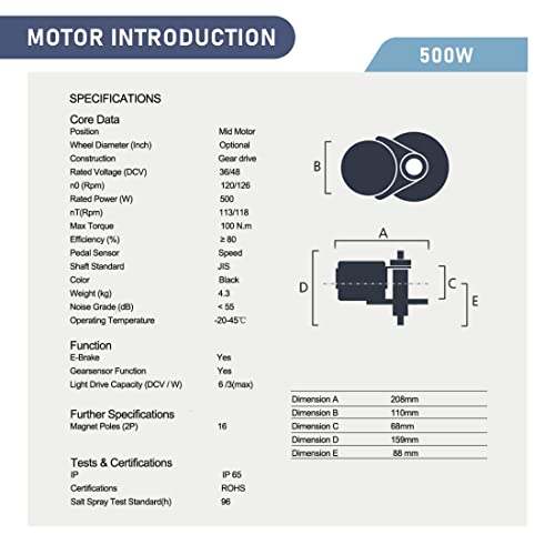 DERUIZ Kit Bicicleta Electrica BBS01B 250w 350w BBS02B 500w 36v Ebike Motor Motores Electricos para Bicicletas con Batería de Litio