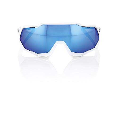 Desconocido 100% Speedtrap - Gafas de ciclismo unisex para adulto, color blanco mate y espejo azul