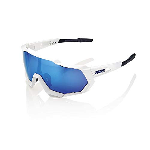 Desconocido 100% Speedtrap - Gafas de ciclismo unisex para adulto, color blanco mate y espejo azul
