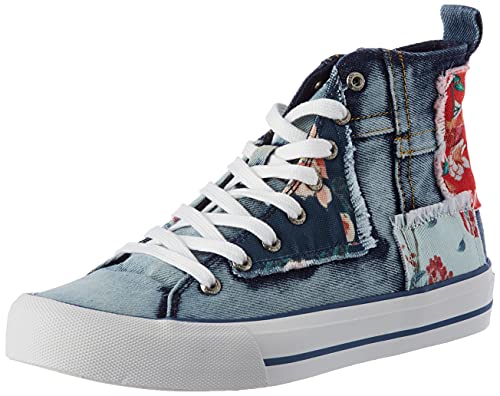 Desigual Shoes_Beta_Denim Patch, Zapatillas Mujer, Azul, 40 EU