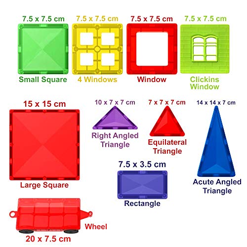 Desire Deluxe kit Bloques de Construcción Magnéticos 3D para Niños y Niñas de 3 4 5 6 y 7 Años - Juguete Educativo con Figuras Geométricas para Desarrollar la Creatividad de sus Pequeños - 57 piezas