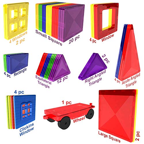 Desire Deluxe kit Bloques de Construcción Magnéticos 3D para Niños y Niñas de 3 4 5 6 y 7 Años - Juguete Educativo con Figuras Geométricas para Desarrollar la Creatividad de sus Pequeños - 57 piezas