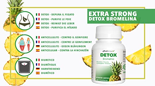 DETOX BROMELINA | Quema Grasas Adelgazante Muy Rápido Y Efectivo Para Mujer I 120 Comprimidos De Alta Dosis Con Bromelina E Hinojo I Potentes Cápsulas Quemagrasas Para Retención De Líquidos