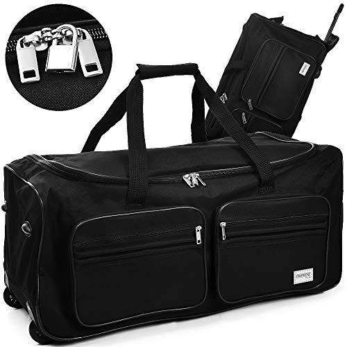 Deuba Bolso de Viaje XL Negro 85L 70x36x34cm Trolley Bolso Deportivo Maleta con Ruedas y Candado