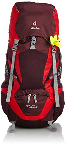 Deuter Act Lite 45 + 10 SL Mochila para Senderismo, Mujer, Morado (Aubergine/Fire), 45 l