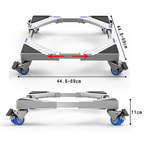 DEWEL Base Lavadora Rueda Soporte Nevera Ajustable 44.8 a 69 cm Soporta 100kg