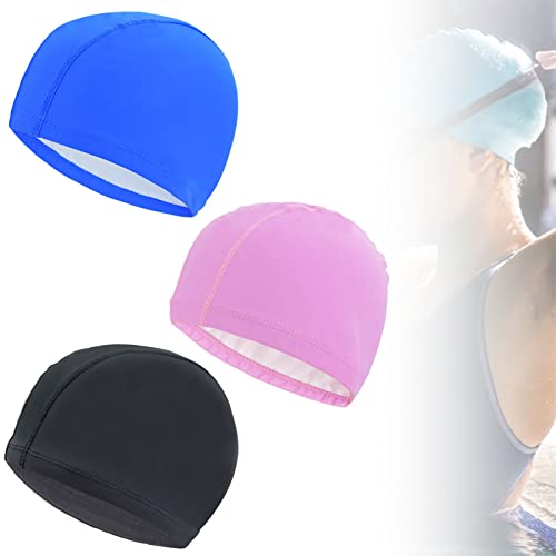 Dewlin 3 Piezas Gorro de Natación de Silicona, Unisex Gorro de Natacion, Gorro de Natacion de Silicona Impermeable, para Pelo Largo y Corto, para Hombres y Mujeres, Adultos, Niños y Niñas