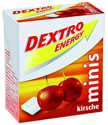 Dextro Energy Minis Cereza, mini pastillas de azúcar de uva con glucosa rápida disponible para viajes, 50 g