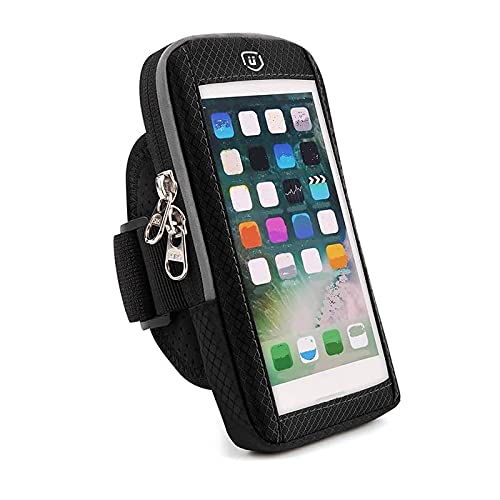 DFV mobile - Waterproof Reflective Armband Case with Touchscreen with 2 Compartments Sport Running Walking Cycling Gym para Nubia Red Magic 6R (2021) - Black