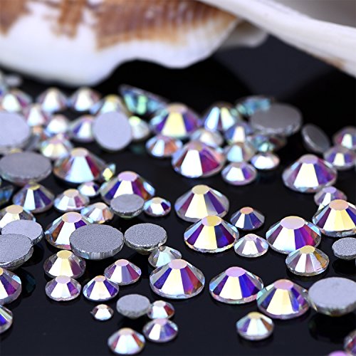 Diamantes de Flatback Gemas de Espalda Plana de Cristal Redondos, 4 Tamaños Mixtos, 800 Piezas
