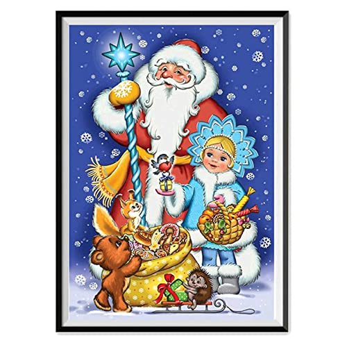 Diamond Painting Santa Claus,Kits de Pintura de Diamantes 5D para bricolaje,Punto de Cruz Niños Cuadros Diamantes Kit,Pintar por Numeros Adultos Puzzle Diamante Manualidades Regalo 70x100cm
