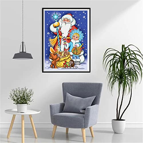 Diamond Painting Santa Claus,Kits de Pintura de Diamantes 5D para bricolaje,Punto de Cruz Niños Cuadros Diamantes Kit,Pintar por Numeros Adultos Puzzle Diamante Manualidades Regalo 70x100cm