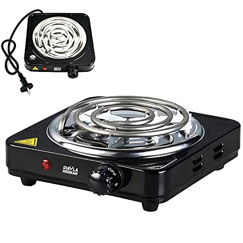 DIAVLA HOOKAH - Encendedor de carbón para Shisha, Hornillo eléctrico para Cachimba, 1000W - Cocina eléctrica camping.