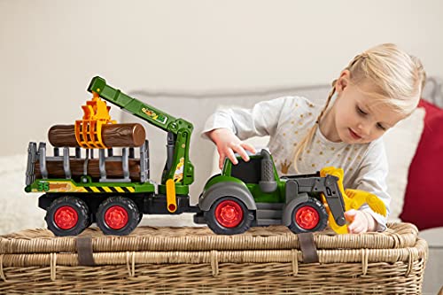 Dickie Toys- Tractor Forestal de Juguete 65cm fendt con Remolque, Multicolor (204119001)