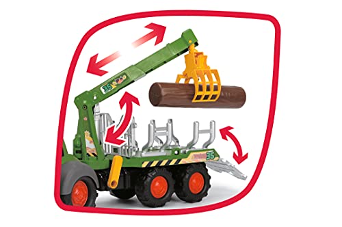 Dickie Toys- Tractor Forestal de Juguete 65cm fendt con Remolque, Multicolor (204119001)