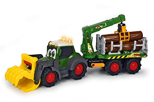Dickie Toys- Tractor Forestal de Juguete 65cm fendt con Remolque, Multicolor (204119001)