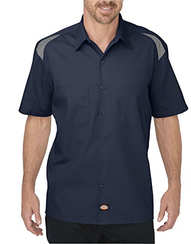 Dickies Occupational Workwear LS605DNSM-MT Performance Short Sleeve Team Shirt, 16.5" H, 11.25" L, 0.75" W, Medium Tall, Dark Navy/Smoke, Fabric