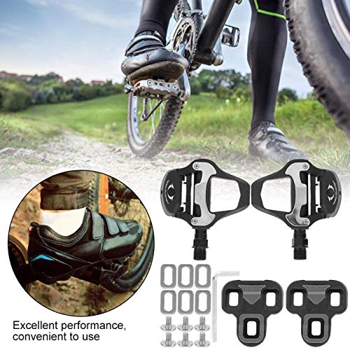 Dilwe Pedal de autobloqueo para Bicicleta, Kit de combinación de Equipo de Ciclismo de Pedal de Bicicleta de Carretera Antideslizante de aleación de Aluminio