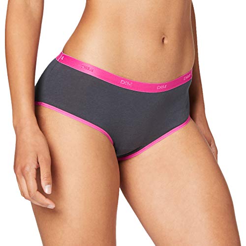 Dim Boxer Les Pockets X3 Ropa Interior, Meringue Rose/Dark Grey/Nacre, Large (Pack de 3) para Mujer