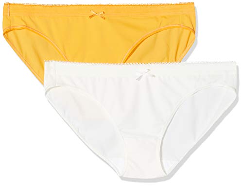 Dim Slip Les Pockets Microfibre X2 Cierre, Multicolor (Nacre/Amarillo Oro 8zz), 36 (Pack de 2) para Mujer