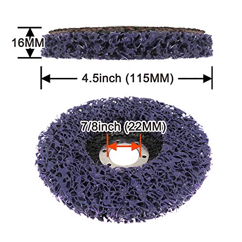 DingGreat Disco de extracción de óxido para rueda de polivinílico para amoladora de ángulo, herramienta de limpieza de pintura de rueda abrasiva, paquete de 5 unidades, color morado