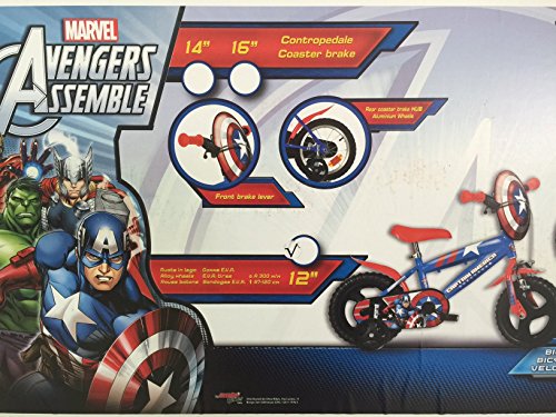Dino Bikes 416u-ca 16-Inch Captain America Bicycle Bicicleta para niños, Infantil, Rojo, 89 cm × 17.2 cm × 55.6 cm