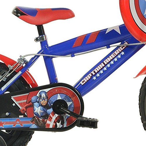 Dino Bikes 416u-ca 16-Inch Captain America Bicycle Bicicleta para niños, Infantil, Rojo, 89 cm × 17.2 cm × 55.6 cm