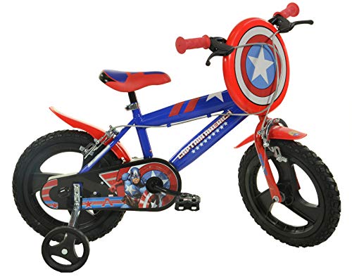 Dino Bikes 416u-ca 16-Inch Captain America Bicycle Bicicleta para niños, Infantil, Rojo, 89 cm × 17.2 cm × 55.6 cm