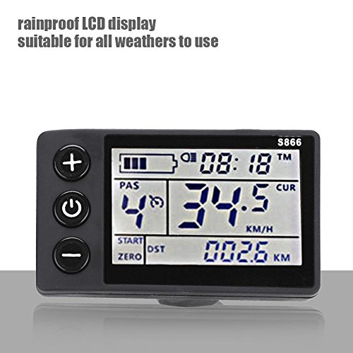 Dioche Controlador de Velocidad del Motor del Cepillo, Kit de Controlador sin Escobillas de Panel de Pantalla LCD Impermeable 24V-48V para Bicicleta Eléctrica Scooter(24V/36V 350W)