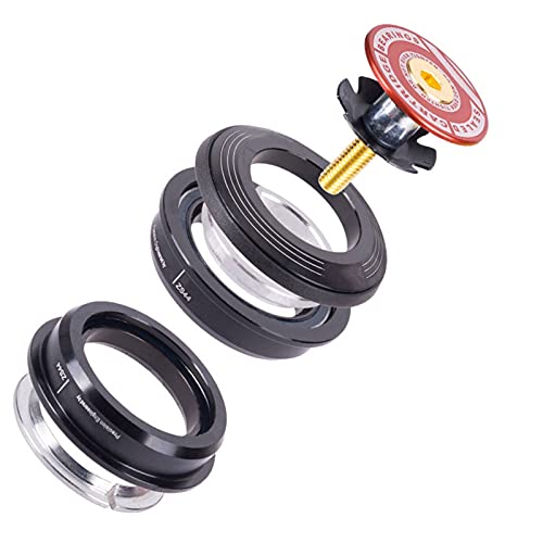 DireccióN Para Bicicleta,Rodamientos DireccióN Auriculares de bicicletas 44mm CNC 1 1/8 "28. Tenedor de tubo recto de 6 mm interno semi-integrado Mtb Tapa de regalo de las auriculares de la bicicleta