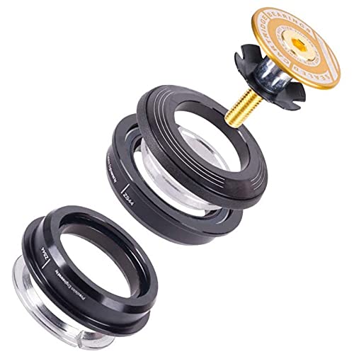 DireccióN Para Bicicleta,Rodamientos DireccióN Auriculares de bicicletas 44mm CNC 1 1/8 "28. Tenedor de tubo recto de 6 mm interno semi-integrado Mtb Tapa de regalo de las auriculares de la bicicleta