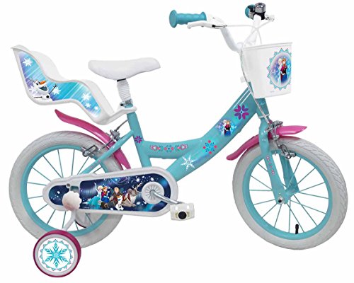 Disney - Bicicleta infantil, color blanco y azul, tamaño 14 pulgadas