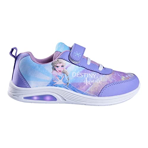 Disney Frozen 2 Zapatos para Niña, Calzado Deportivo, Deportivas Frozen, Diseño Elsa, Deportivas Luces Niña, Zapatillas Ligeras, Talla EU 28