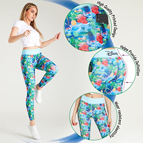 Disney Leggins Mujer con Bolsillos Ropa Deportiva Mujer (Azul Stitch, M)