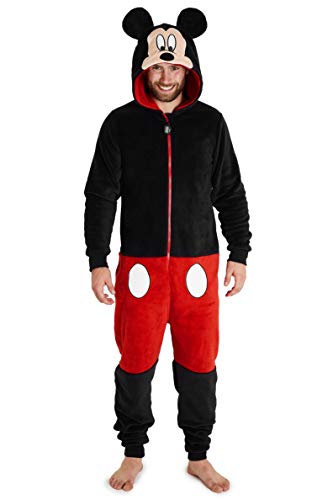 Disney Mickey Mouse Pijama Hombre Entero de Una Pieza, Pijama Hombre Invierno Forro Polar, Pijama Mono con Capucha, Regalos para Hombre (XL)