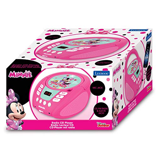 Disney-Minnie Mouse-Reproductor Radio Cd, altavoz portátil con asa de transporte, toma micro y Aux-In (Lexibook RCD108MN) Mickey & Friends, color rosa