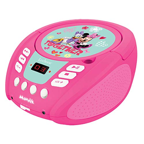 Disney-Minnie Mouse-Reproductor Radio Cd, altavoz portátil con asa de transporte, toma micro y Aux-In (Lexibook RCD108MN) Mickey & Friends, color rosa