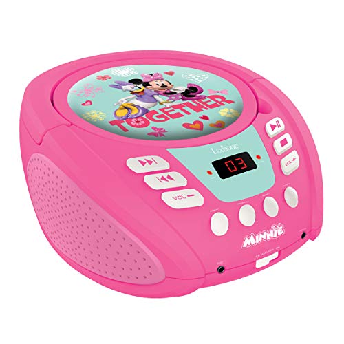 Disney-Minnie Mouse-Reproductor Radio Cd, altavoz portátil con asa de transporte, toma micro y Aux-In (Lexibook RCD108MN) Mickey & Friends, color rosa