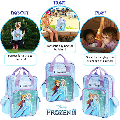 Disney Mochila Escolar Frozen 2 con Elsa y Ana + Bolso Niña, Mochilas Escolares Juveniles con Princesas Disney, Bolsa Infantil Guardería, Regalos Niñas